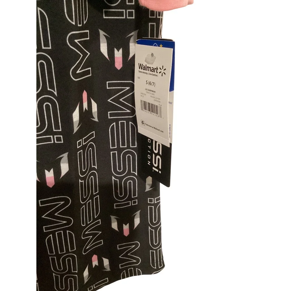 Messi Kids Pajama Set Black Pink Long Sleeve Shirt Pants Size S 6/7 NWT Soccer